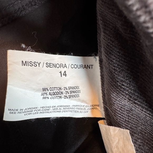 Bandolino Mandie Dark Brown Corduroy Pants Women’s Size 14 - Picture 6 of 6